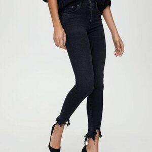 Agolde Sophie High-Rise Ankle Skinny Jeans Distressed Hem Size 29